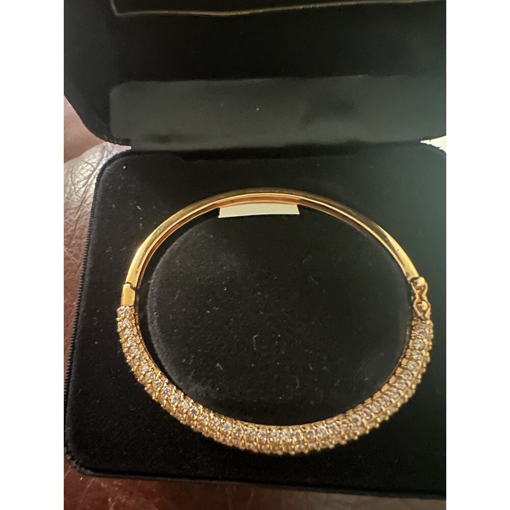 real collectibles by adrienne Gorgeous Gold Tone Diamonite Bangle Bracelet - Picture 7 of 9
